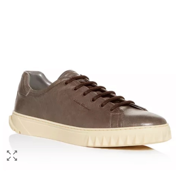 Salvatore Ferragamo Men's Cube Leather Low top gray Sneakers